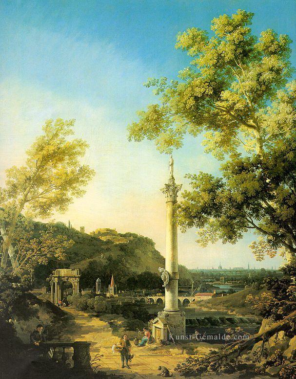 Fluss Landschaft mit einer Spalte Canaletto Ölgemälde
